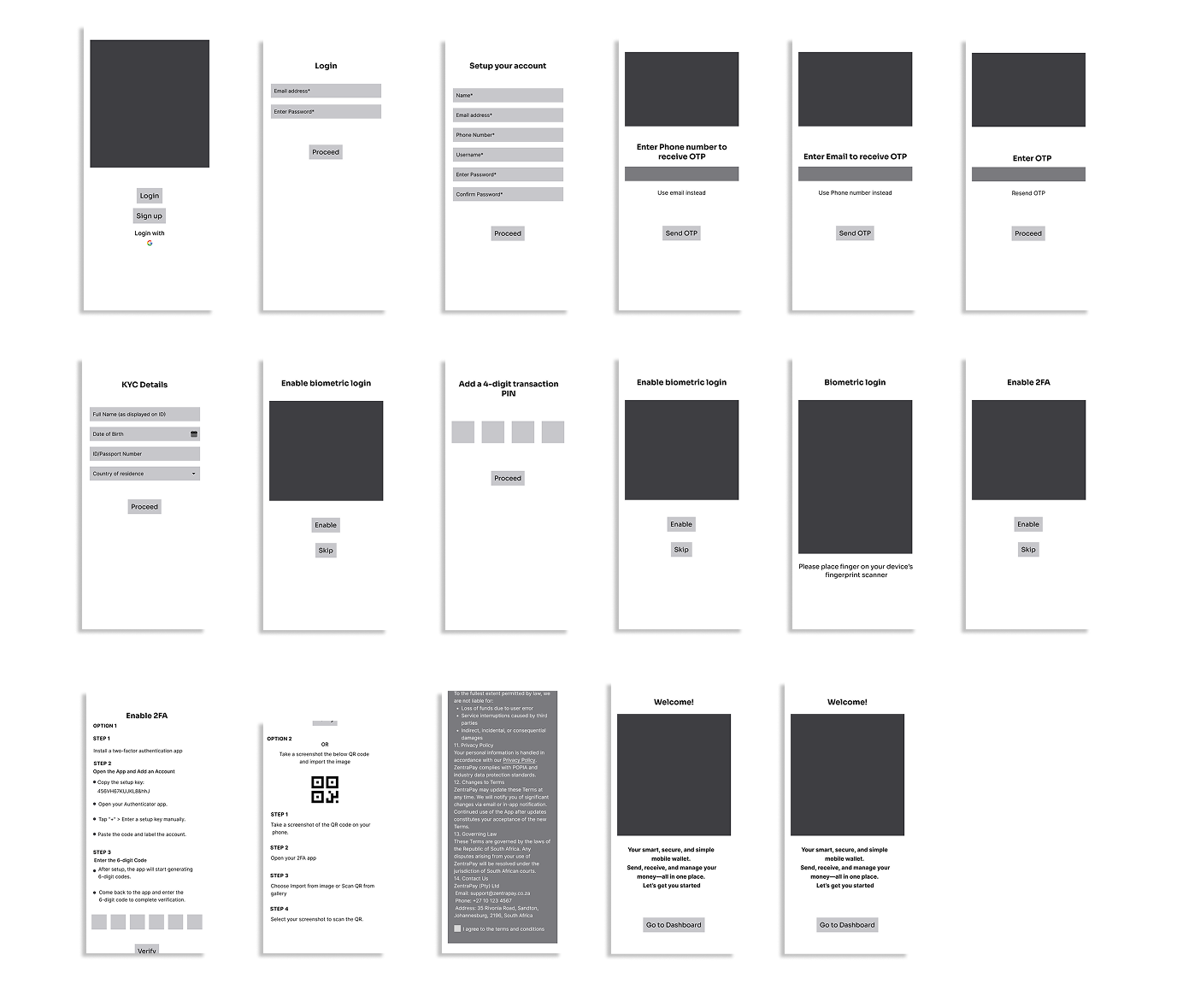 Low fidelity wireframes
